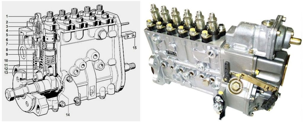 High-pressure inline fuel pump construction